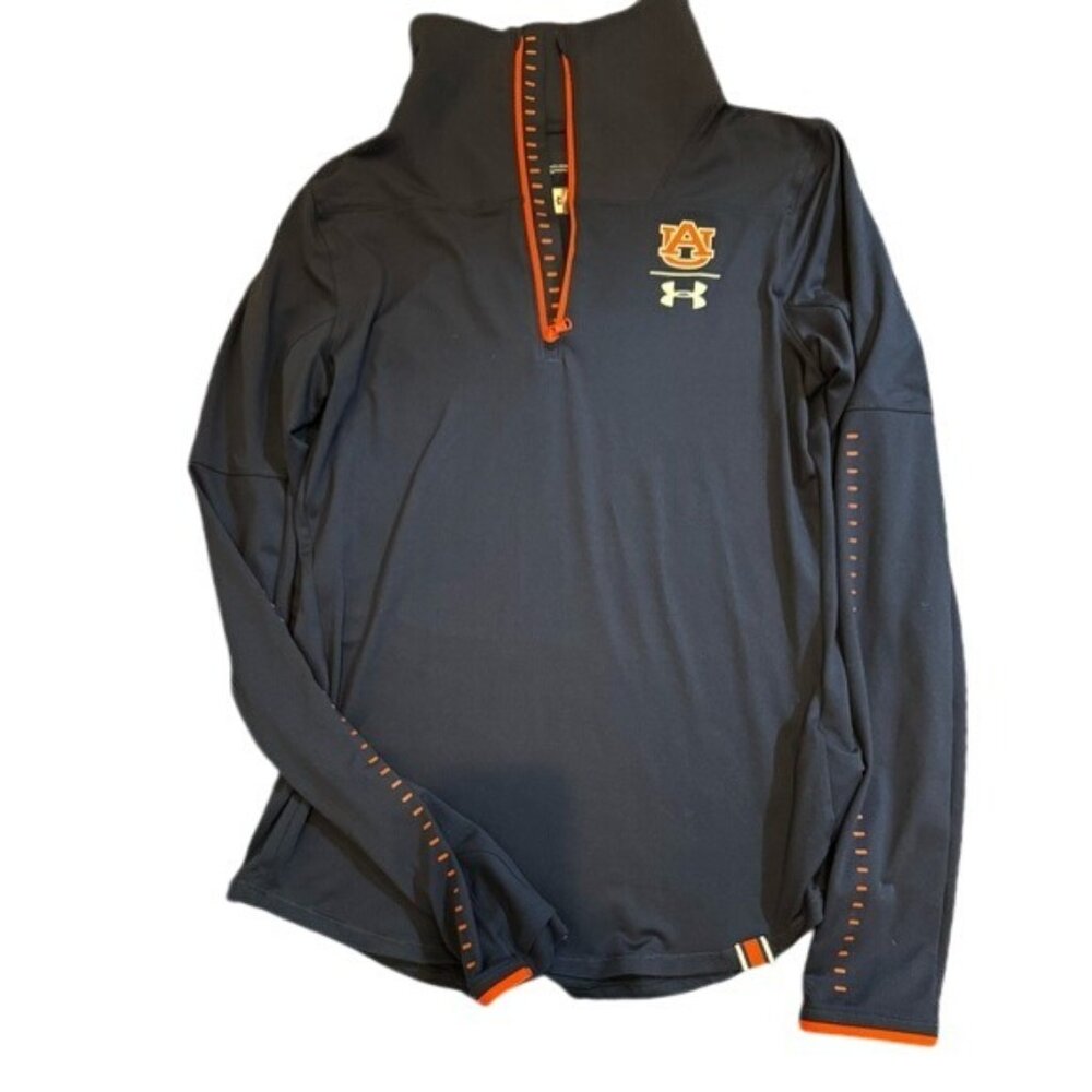 Under Armour Auburn Tigers HeatGear 1/4 Zip Pullover Navy Blue Orange Small